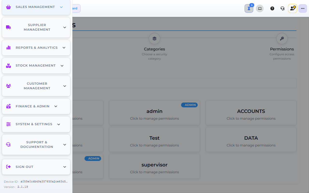 Core App Employee Security screen — demo store.